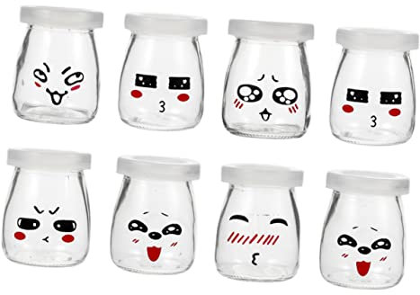SHOWERORO Lot de 8 bouteilles de yaourt en verre à bords lisses faciles à nettoyer idéales pour les garçons et les filles idéales pour les écoles