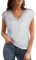 Damen Glitzer Shirt Kurzarm Oberteile Glänzend Pailletten Tops Elegant Festlich Tunika Bluse Weihanchten Party Silber M