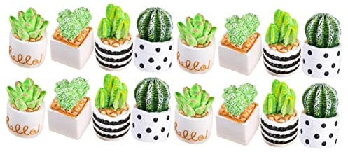 Levemolo 16piezas Miniaturas De Cactus De Resina Artificial Macetas para Decoración De Hogar y Oficina Plantas Falsas Estilo Moderno para Dormitorios y Balcones