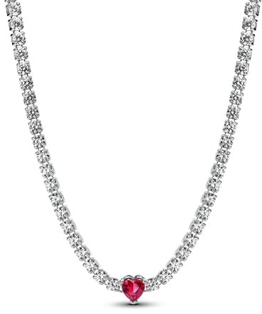 Pandora Moments Strahlenkranz Herz Choker aus Sterling Silber mit künstlichen Kristallen, Größe 40cm, 393549C01-40