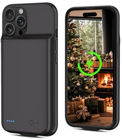 BOANV Coque Batterie pour iPhone 16 Pro Max, 7000mAh 20W, Rechargeable avec Batterie Externe Chargeur Coque pour iPhone 16 Pro Max, Noir
