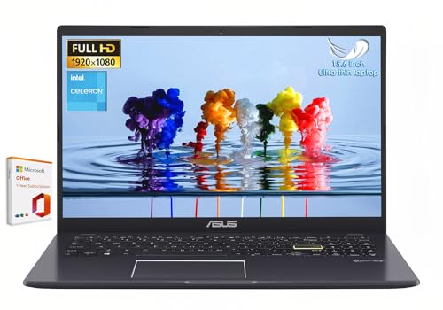 ASUS Vivobook go 15 L510 Laptop, 15.6 FHD, Intel Celeron N4020 Processor, 4GB DDR4 RAM 128GB Storage, Microsoft 365 Personal 1-Year Included, Ultra Thin, Win 11 Home S
