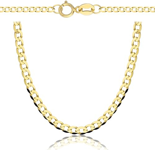 Rodium – Goldkette 14 Karat (585) Unisex, Goldkette Damen und Goldkette Herren, Cuban Chain, Panzerkette Gewicht 23.25g, Gold Kette Breite 5.60 mm, Länge 55cm, Unisex Necklace