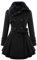 EFOFEI Damen Lange Wintermantel Taillierter Jacke mit Pelzkragen Trenchcoat mit Gürtel Elegant Schwarz XL