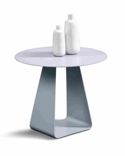 M2 Kollektion Freddy 1 – Runder Couchtisch (Ø 45 cm, H 38cm) – Hochwertiges, grau pulverbeschichtetes Metall – leichtes Gewicht und Pflegeleicht