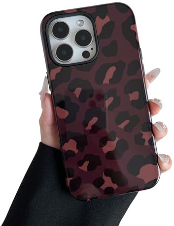 DEFBSC Case for iPhone 13 Pro Max, Cute Brown Leopard Print Aesthetic Trendy Pattern for Women Girls Slim Durable Bumper Shockproof Hybrid Hard Back Phone Cover, Leopard/Glossy