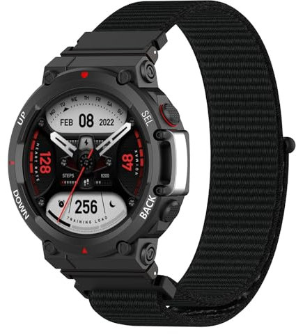 Breathable Sport Armband für Amazfit T-Rex 2, Nylon Uhrenarmband Armbänder, Ersatzarmband für Amazfit T-Rex 2 (Black)