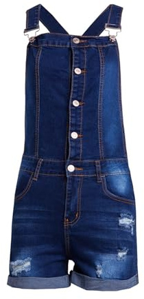 YIzdegg Salopette da donna estivi, jeans corti, in denim, comodi elastici, da lavoro, con cinghie con fibbia, comodi pantaloncini cargo da donna, con tasche Jumpsui