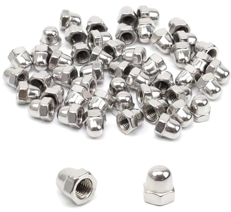 HSUYUN 50 Piezas Tuerca Ciega M8, Tuercas Bellota, Din1587 Cabeza Tuerca Ciega, Acero Inoxidable 304 Tuerca de Cúpula para Estructuras Metálicas, Madera y Maquinaria