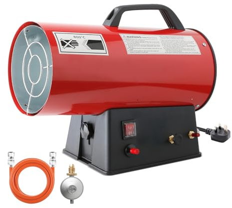 10 KW Portable Butane Propane LPG Gas Forced Air Space Heater, 34100 BTU Gas Space Heater for Workshops Warehouse and Greenhouse, Red