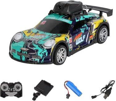 RCXTechPro Mini RC Drift Car with HD Camera & LED Lights, 2.4G 4CH Remote Control Car Electric Racing Sports Cars for Adult Teens - RTR Version / 4 Battery