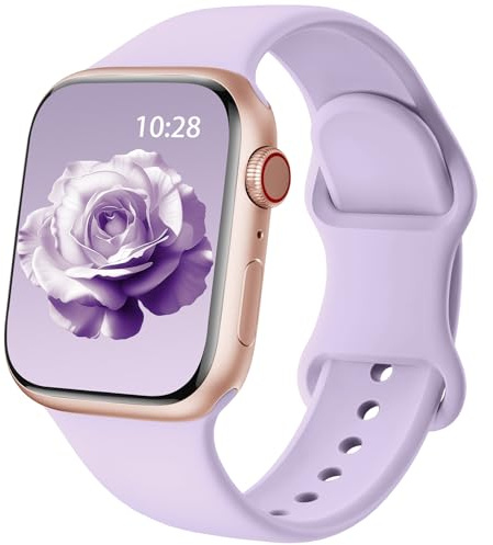 Patented Upgraded Silicone Strap Compatible with Apple Watch Straps 38mm 40mm 41mm 42mm 44mm 45mm 46mm 49mm Women Men,Soft Sport Bands for iWatch Series 11 10 9 8 7 6 5 4 3 2 1 SE Ultra,Light Purple