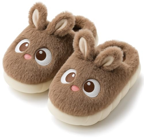corimori Plüsch Häschen Hausschuhe, Pantoffel als süßer Hase, Hasen Slipper in Gr. 33-39 (Braun, EU Schuhgrößensystem, Erwachsene, Damen, Numerisch (von/bis), M, 36, 37)