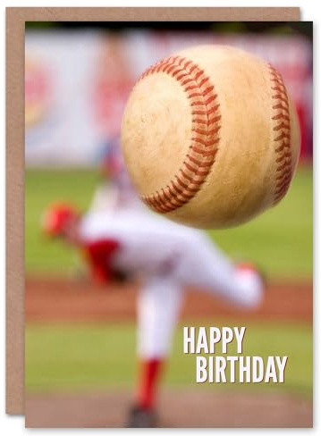 Artery8 Happy Birthday Baseball Pitcher Sport Ball Birthday Card