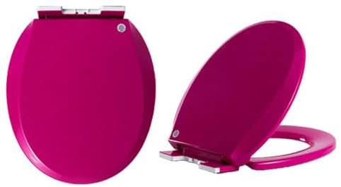 Brigtviee Abattant WC avec Frein De Chute,Round Lunette De Toilette en Plastique,Compatible Cuvette O,41 * 36cm Toilet Cover,Bains Maison Restaurant Magasin HôTel,Violet