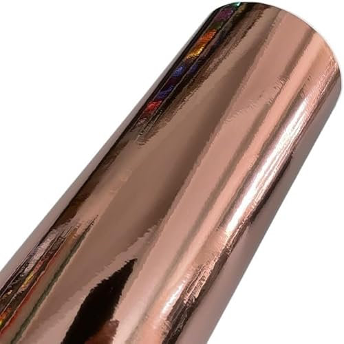 Kohlefaser Wrap Matt Gold Metallic Vinyl Wrap Film Holografischer Spiegel Chrom Gold Car Wrapping Folie Rolle Selbstklebender Aufkleber Aufkleber Auto Vinyl Wrap, Chrome Rose Gold, 10cm x 152cm