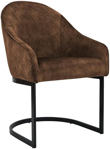 CLP Esszimmerstuhl gepolstert Jarik, Freischwinger Stuhl mit Samtbezug und pulverbeschichtetem Metallgestell, Sessel bis 140 kg belastbar, Farbe:Coffee