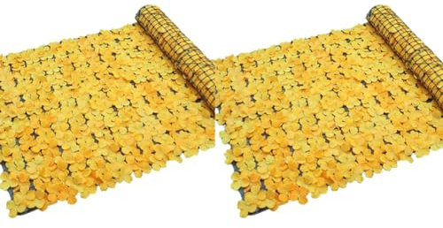 Pqahffowr Yellow Hydrangea Artificial Flower Fence Waterproof Petals UV Wedding Yard Garden Decoration