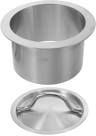 HEALSOPTHY Couvercle de Poubelle Encastré Rond Inox avec Trappe et Poignée Évacuation des Déchets Intégrée Gain de Place pour Cuisine et Plan de Travail