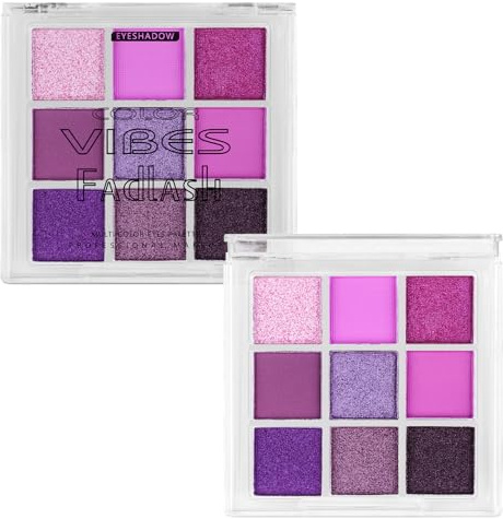 FADLASH Violet 9 Color Eyeshadow Purple Matte&Glitter&Shimmer EyeMakeup