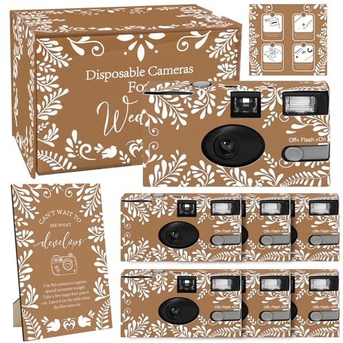 FYSUIMU 12Pcs Cielito Lindo Disposable Cameras Terracotta Flower Single Use One Time Film Cameras with Acrylic Box Sign for Mexican Fiesta Cinco De Mayo Wedding Birthday Baby Shower, 17 Exposures