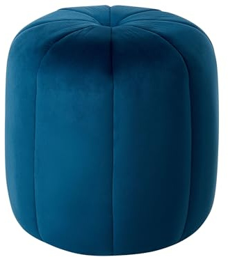 Beliani Pouf Samt blau rund 40 cm luxuriös Sitzhocker Samthocker Selby