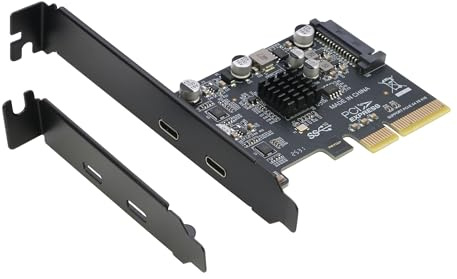 RIITOP PCIe USB C-Karte, PCIe 3.0 x4 bis 2X USB 3.2 (Gen 2) Typ-C-Adapter [10Gbps] für Desktop-PCs, SSD-Gehäuse, Workstations, Dateisicherung, nur für Daten, für Windows/Linux