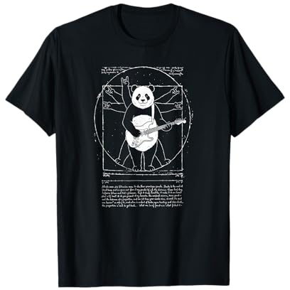 Vitruvian Rock Panda, Leonard de Vinci, Art, Music, Fun T-Shirt