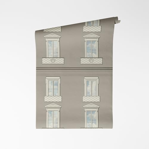 A.S. Création Blumen-Vliestapete – Creme, Grün, Rot, Grau – 10,05 x 0,53 m | Florales Blumen-Motiv als natürlicher Blickfang – matte Motivtapete, einfach zu verkleben & spurlos abziehbar