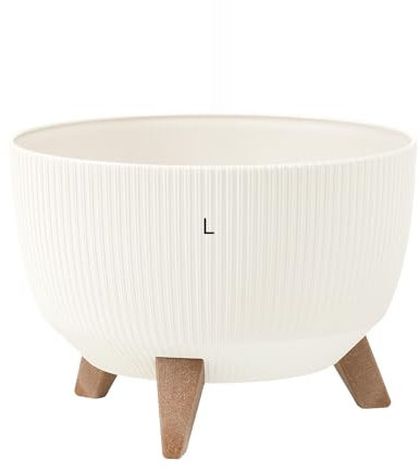 MELTOM Pot de fleurs avec pieds - Pot à herbes - Bac à plantes Eco Recycled (crème, L - 40 cm)