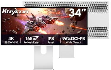 Kuycon Q34W 34 21:9 165Hz Gaming Monitor Fast IPS Honeycomb – mit Ständer | 34 UWQHD Fast IPS mit 165Hz, 21:9 Ultrawide, 600 cd/m² Helligkeit, Höhenverstellung & Wandmontage.