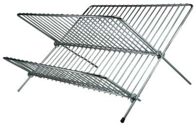 Apollo Chr Dish Drainer Folding Small, Multi-Colour, 2x36x36 | Folding Wire Drying Rack Medium, Silver, for Plates Bowls Cups Space, Saving Storage, 36x36cm