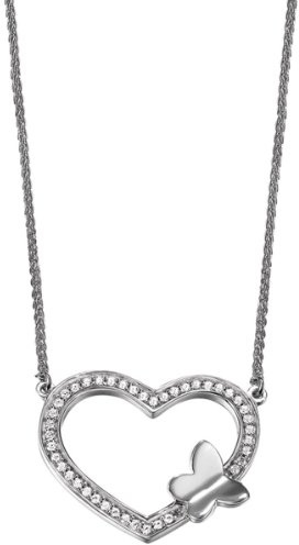 Esprit Damen-Kette beloved butterfly silver 925 Sterlingsilber 42 Zirkonia farblos 42-45cm ESNL92038A420