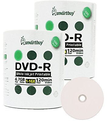 smartbuy 4.7 GB/120Min 16 x DVD-R weiß Inkjet Hub bedruckbar Blanko Daten Video beschreibbare Medien Disc 200-Disc