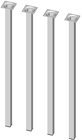 DIY Element System Möbelfuß eckig – Vierkant-Metallfuß, ideal als Tischbein für die Gestaltung individueller Möbelstücke – 25 x 25 mm, Länge 700 mm, Weiß