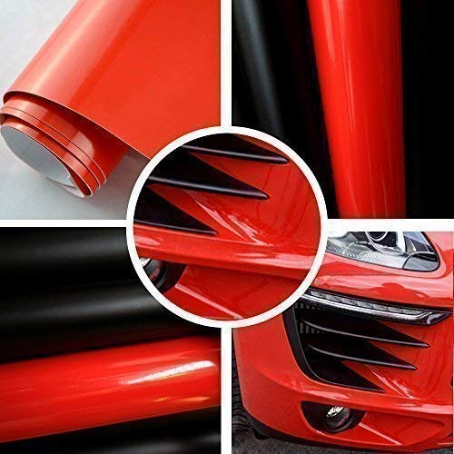 TipTopCarbon 6,57€/m² Autofolie Glanz Rot 1m x 1,52m Auto Folie BLASENFREI mit Luftkanälen 3D Flex