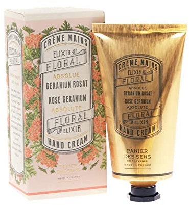 Panier des Sens – Feuchtigkeitshandcreme Trockene Hände & Haut - Rosengeranien handlotion, Feuchtigkeitscreme, Handmaske - Oliven-, Mandelöl - Handpflege aus Frankreich 97% nat. Inhaltsstoffe - 75 ml