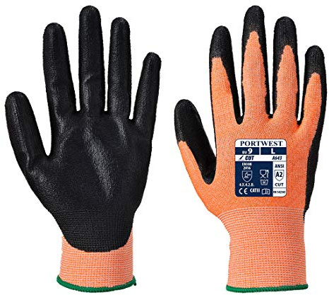Portwest A643 Cut B13 Nitrile Amber Glove Machine Washable Wet and Dry Grip | Amber, 2X Large, EN ISO 21420 Dexterity 5, CE Certified, 13 Gauge Liner, Breathable Seamless Liner, Water Repellent