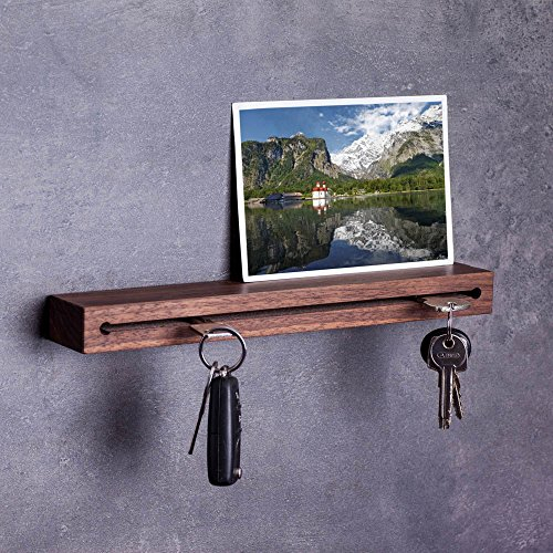 WOODS Schlüsselbrett Holz in 40cm - in Bayern handgefertigt I Schlüsselhalter Nuss - Moderne Schlüsselleiste als Board I Schlüssel-Aufhänger aus Nussholz I Nut - Schlüsselhalter modern