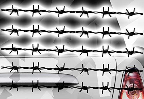 5 Stück Stacheldraht Barbed Wire Aufkleber Karomuster Karo Sticker Taxi Dekor x3