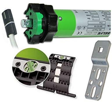 smarotech® Rollladen-Nachrüstset: Rohrmotor Selve SEL Plus 2/15 inkl. Einbruchschutz durch patentierte SecuBlock, 4-Kant-Lager, Anschlusskabel und SW 60 Adapter. (SEL Plus 2/15 ohne SecuBlock)
