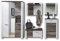 Stella Trading MATEO Garderoben Set in Weiß mit Driftwood Optik - Moderne Flurgarderobe für Ihren Eingangsbereich - 301 x 198 x 39 cm (B/H/T)