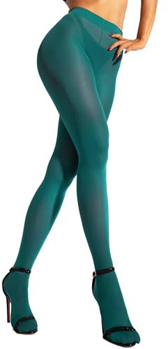 sofsy Ultra-Dehnbare Farbige Strumpfhosen Damen 40 Denier | Hergestellt in Italien – 100% Oeko-Tex Zertifiziert | Dunkles Türkis - XL