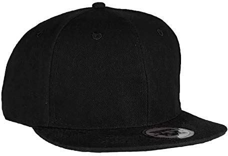 MFAZ Morefaz Ltd Kids Adult Size Hats Snapback Flat Peak Hat Boy Girl Casual Baseball Cap A-Z Alphabet (Plain Black, Adult)