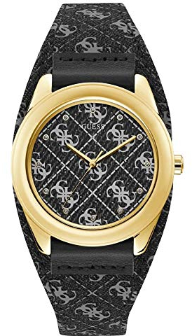GUESS Mixte Analogique-Numérique Quartz Montre avec Bracelet en Cuir
