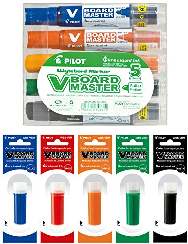 PILOT V-Board Master, Whiteboardmarker (Rundspitze + 5 Refill)