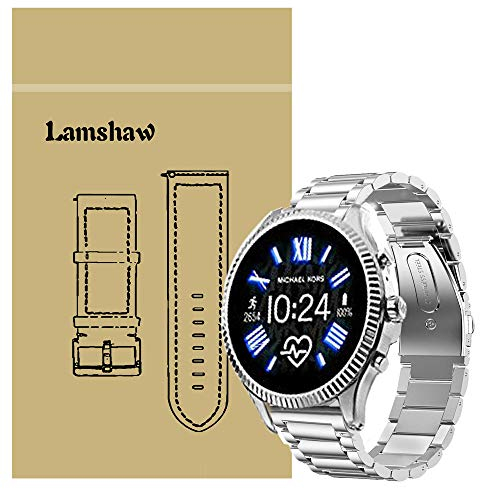 LvBu Armband Kompatibel mit Michael Kors Lexington 2, Classic Edelstahl Uhrenarmband für MK Lexington 2 Smartwatch (Silber)
