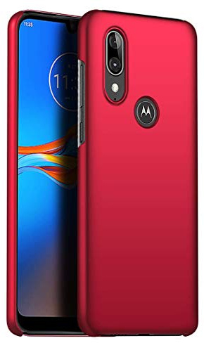 Motorola Moto E6 Plus - Custodia rigida ultra sottile per Moto E6 Plus da 6,1 - Cover gommata opaca per Moto E6 Plus (rosso)