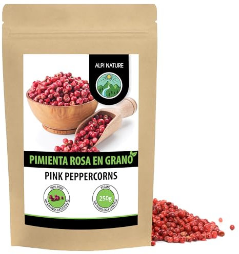 Alpi Nature Pepe Rosa 250g, Grani Interi di Pepe Rosa, Grani di Pepe Rosa Interi per la Cucina