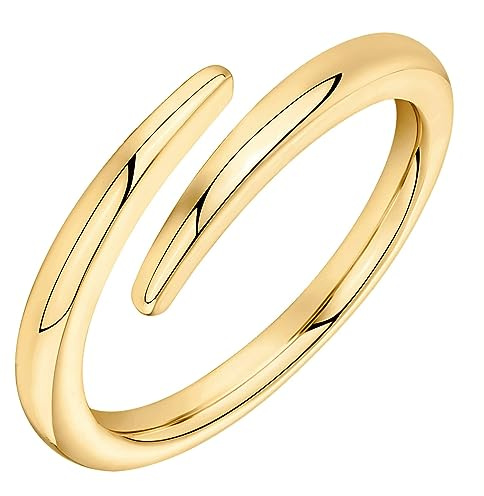PAVOI 14K Gold Plated Open Twist Eternity Band Yellow Gold for Women Size 7